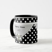Grand Mug Tasse À Points Noir Perle (Devant gauche)