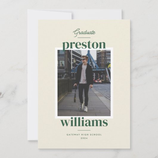 Grand nom vert Faire-part de diplôme (Devant)