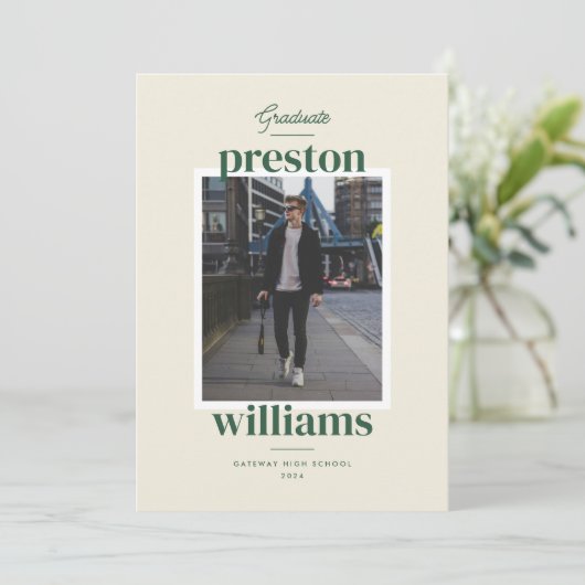 Grand nom vert Faire-part de diplôme (Debout devant)