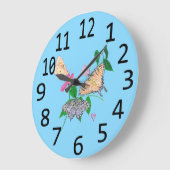 Grand Nombre Joli Papillons Horloge murale (Angle)