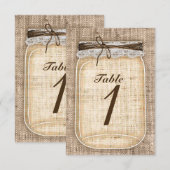 Grand numéro de table rustique avec jarre Mason et (Devant / Derrière)