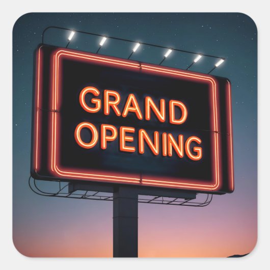 Grand Opening Billboard Vierkante Sticker (Voorkant)
