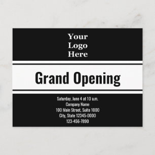 Grand Opening Black and White Invitation Sjabloon Briefkaart
