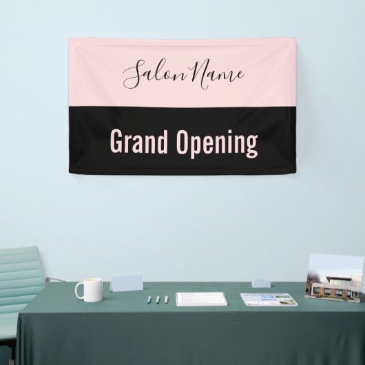 Grand Opening Bleek Roze Zwart Manuscript Beauty S Spandoek (Beurs)