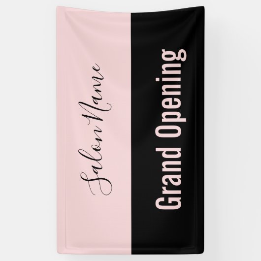 Grand Opening Bleek Roze Zwart Manuscript Beauty S Spandoek (Verticaal)