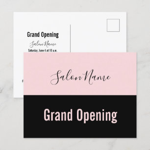 Grand Opening Bord Roze Zwarte Beauty Salon Naam Briefkaart