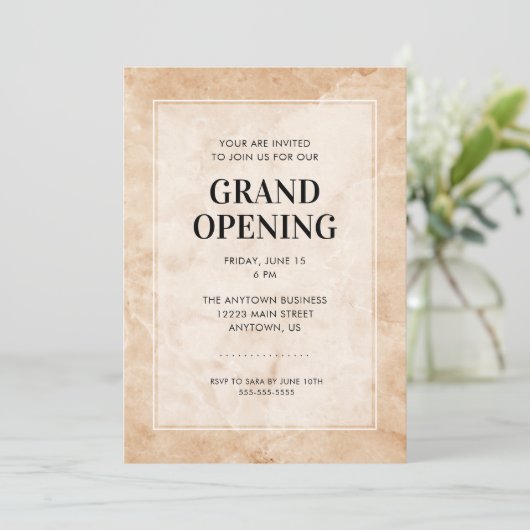 Grand Opening Event | Stijlvolle marmeren achtergr Kaart (Staand voorkant)