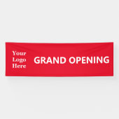 Grand Opening Helder Rood Wit Bedrijf met Logo Spandoek (Horizontaal)