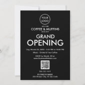 Grand Opening Modern Black Business Logo QR-code Kaart (Voorkant)