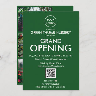 Grand Opening Modern Green Business Logo QR-code Kaart
