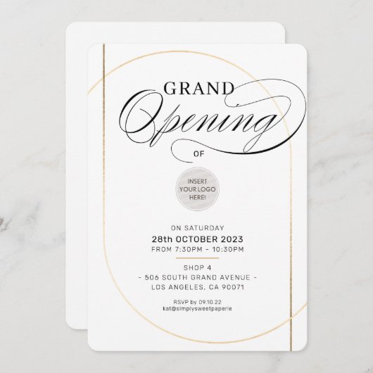 GRAND OPENING modern minimalistisch zakelijk zwart Kaart (Voorkant / Achterkant)