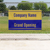 Grand Opening Navy Blue and Gold Company Name Spandoek (Insitu)