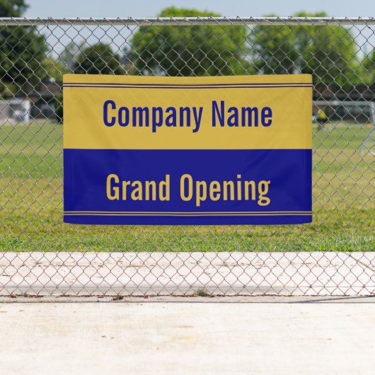 Grand Opening Navy Blue and Gold Company Name Spandoek (Insitu)