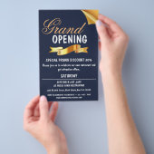 Grand Opening Navy Blue & Gold Ribbon Restaurant Flyer (Hand)