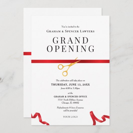 Grand Opening Red Ribbon Cutting Ceremony Kaart (Voorkant / Achterkant)