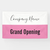 Grand Opening Roze Zwart Wit Bedrijfsnaam Script Spandoek (Horizontaal)