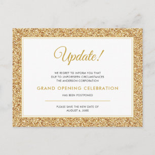 Grand Opening Update geannuleerd Gold Glitter Briefkaart
