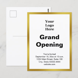 Grand Opening Zakelijk Logo Goud Wit Uitnodiging