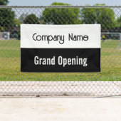Grand Opening Zwart Wit Bedrijfsnaam Sjabloon Spandoek (Insitu)