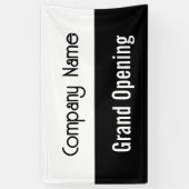 Grand Opening Zwart Wit Bedrijfsnaam Sjabloon Spandoek (Verticaal)