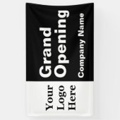 Grand Opening Zwart-wit Business Logo & Naam Spandoek (Verticaal)