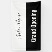 Grand Opening Zwart-wit Script Beauty Salon Spandoek (Verticaal)