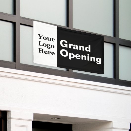 Grand Opening Zwart-wit Uw Logo Business Spandoek (Buitenkant Gebouw)