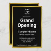 Grand ouverture Black and Gold Business Invitation (Devant / Derrière)