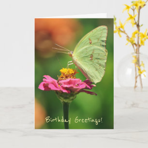 Grand Papillon jaune sur une carte d'anniversaire 