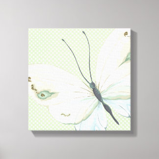 Grand papillon sur impression sur toile à pois