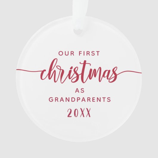 Grand-parents First Christmas Red Script Photo (devant)
