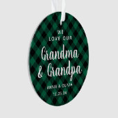 Grand-parents Green Plaid Holiday Photo à deux côt (devant)