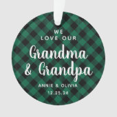 Grand-parents Green Plaid Holiday Photo à deux côt (devant)