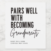 Grand-parents Grossesse Faire-part Vins Étiquettes (Étiquettes simples)
