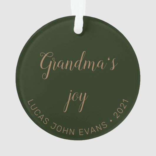 Grand-parents Joie Photo Monogramme Ornement de va (dos)