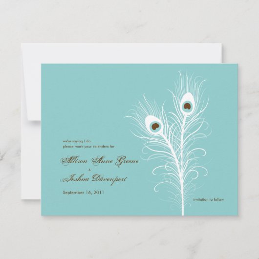 Grand Peacocks Enregistrer la date Invitation (Devant)