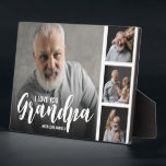Grand-père Customisé Photo Collage Plaque<br><div class="desc">Ce grand-père moderne, plaque photo collage est le cadeau parfait pour votre grand-père ou grand-mère, avec 4 de vos photos préférées, le texte GRANDPA dans une police de script amusante, puis personnalisez avec vos noms. Fantastique comme noël, anniversaire ou cadeau pour toute autre occasion spéciale, le style de police, la...</div>