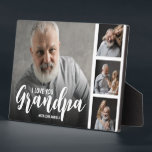 Grand-père Customisé Photo Collage Plaque<br><div class="desc">Ce grand-père moderne, plaque photo collage est le cadeau parfait pour votre grand-père ou grand-mère, avec 4 de vos photos préférées, le texte GRANDPA dans une police de script amusante, puis personnalisez avec vos noms. Fantastique comme noël, anniversaire ou cadeau pour toute autre occasion spéciale, le style de police, la...</div>