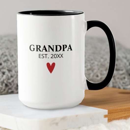 Grand-père noir blanc Faire-part de naissance Mug