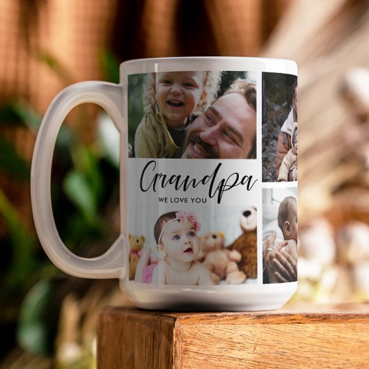 Grand-père We Love You Photo Collage Café Mug