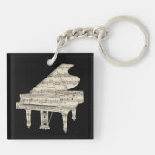 Grand Piano and Music Notes  Sleutelhanger (Achterkant)