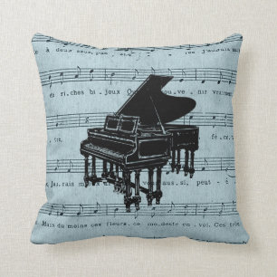 Grand Piano Blue Sheet Music Kussen