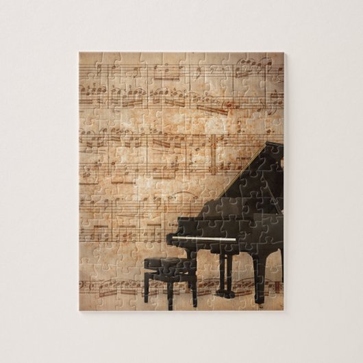 Grand Piano met Muzieknoten Legpuzzel (Verticaal)