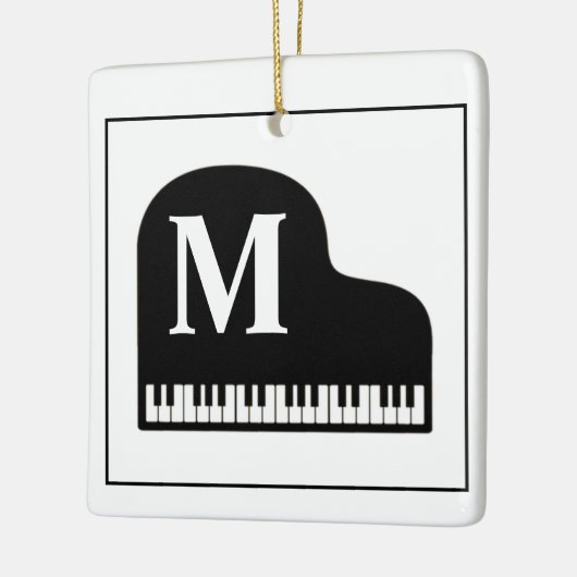 Grand Piano Monogram Pianist Black en White Keramisch Ornament (Links)