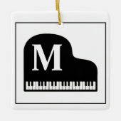 Grand Piano Monogram Pianist Black en White Keramisch Ornament (Voorkant)