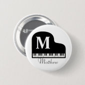 Grand Piano Monogram Pianist personaliseren Ronde Button 5,7 Cm (Voorkant /achterkant)