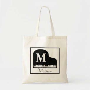 Grand Piano Monogram Pianist personaliseren Tote Bag