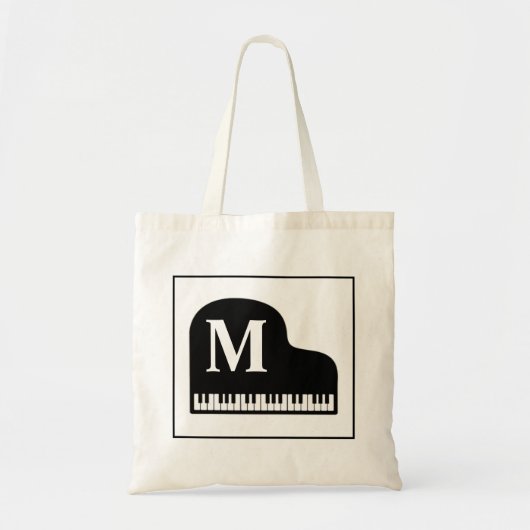 Grand Piano Monogram Pianist personaliseren Tote Bag (Voorkant)