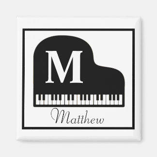 Grand Piano Monogram Pianist Personalize Square St Magneet