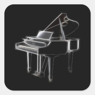 Grand Piano Musical Classical Instrument Vierkante Sticker